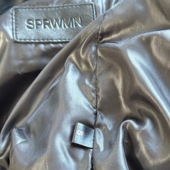 Sprwmn Leather Down Puffer Jacket Black Size Small - Picture 7 of 7